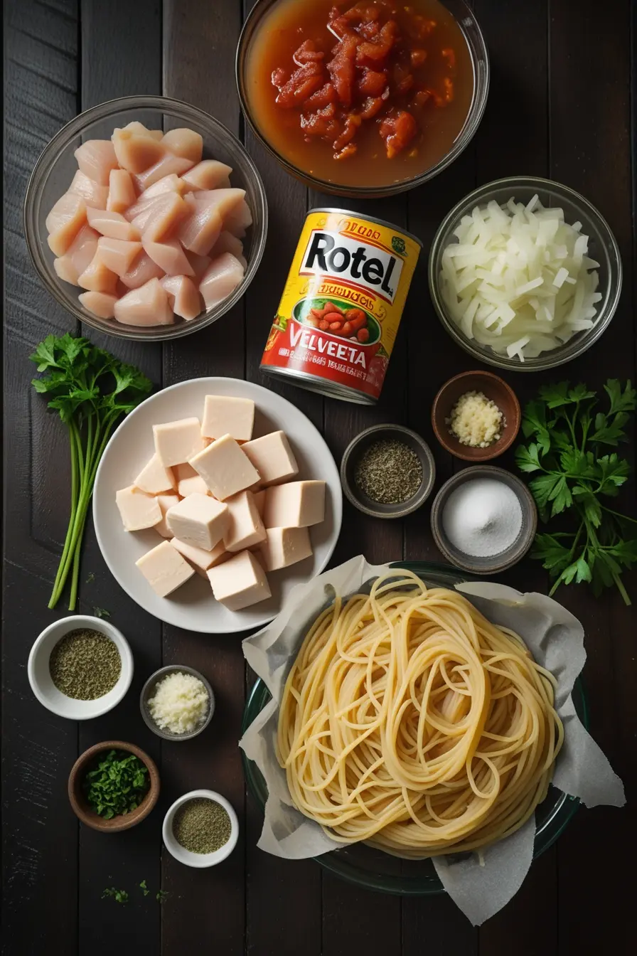 Chicken Spaghetti Recipe with Rotel