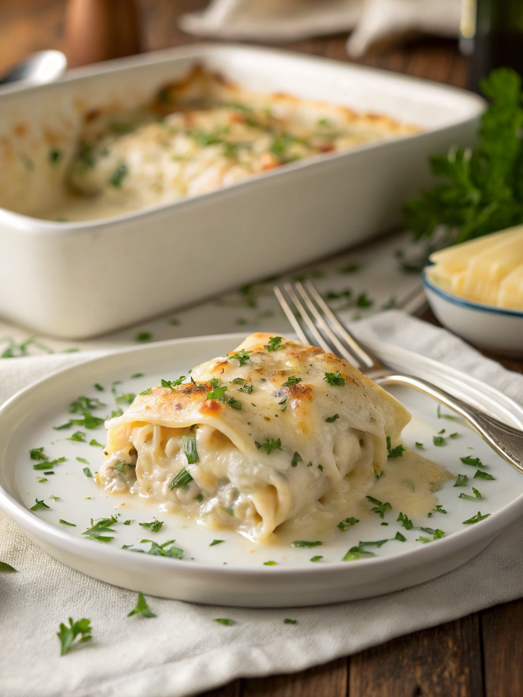 Chicken Alfredo Lasagna Rolls