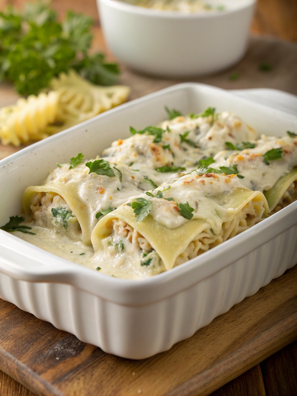 Chicken Alfredo Lasagna Rolls