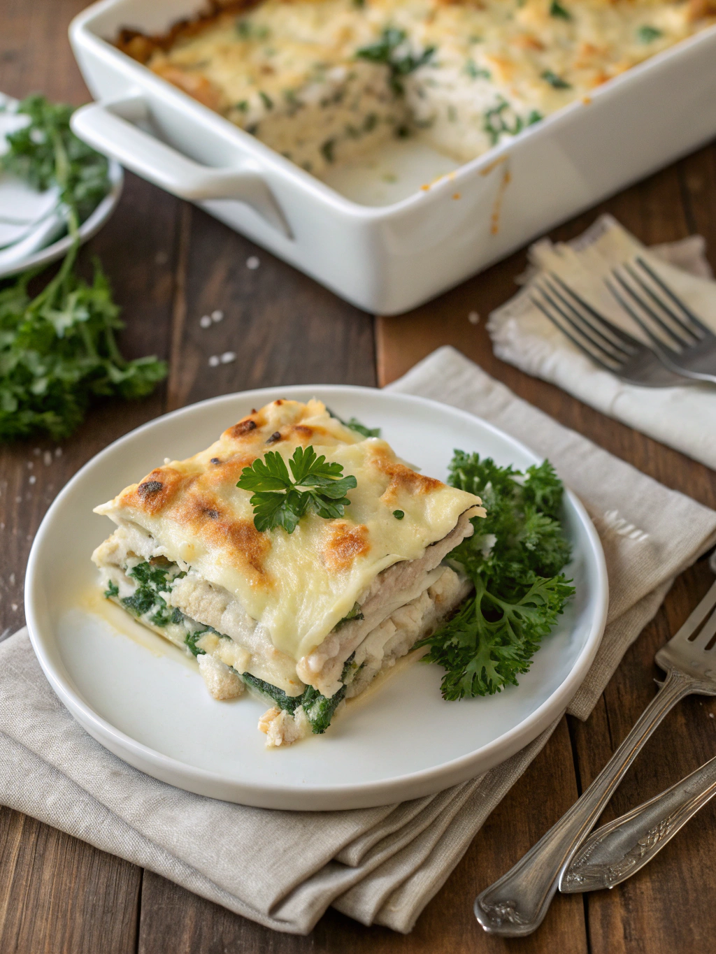 Chicken Spinach Alfredo Lasagna