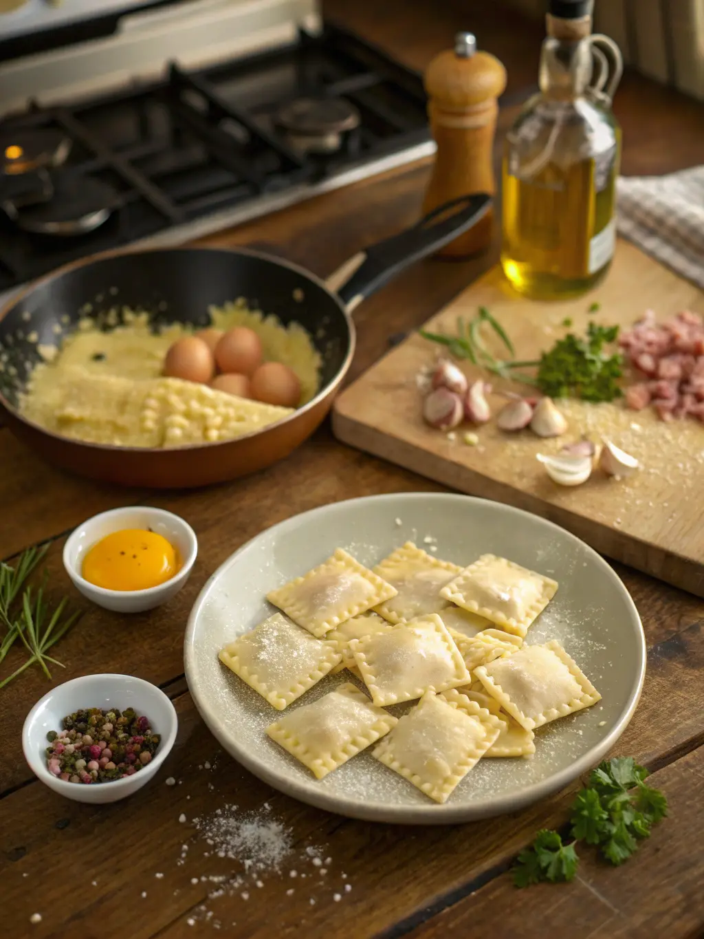 Ravioli Carbonara