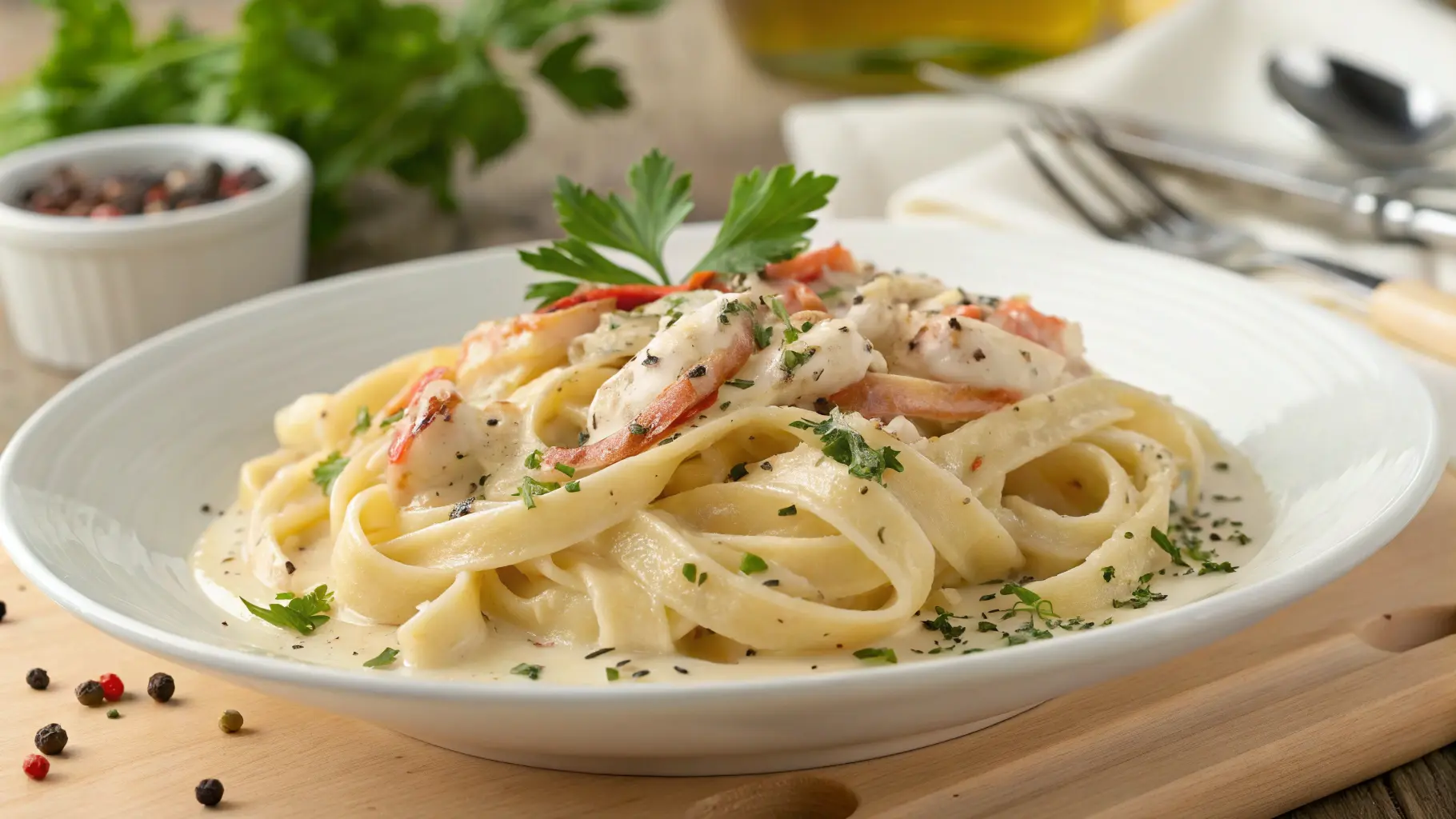 Crab Meat Fettuccine Alfredo