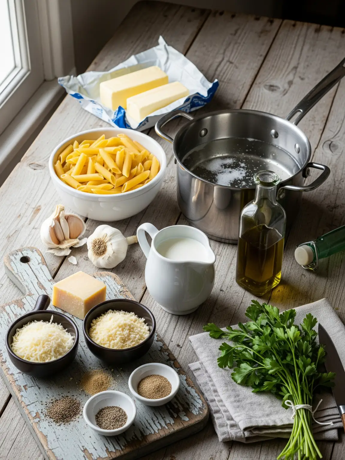 Penne Pasta with Alfredo Sauce