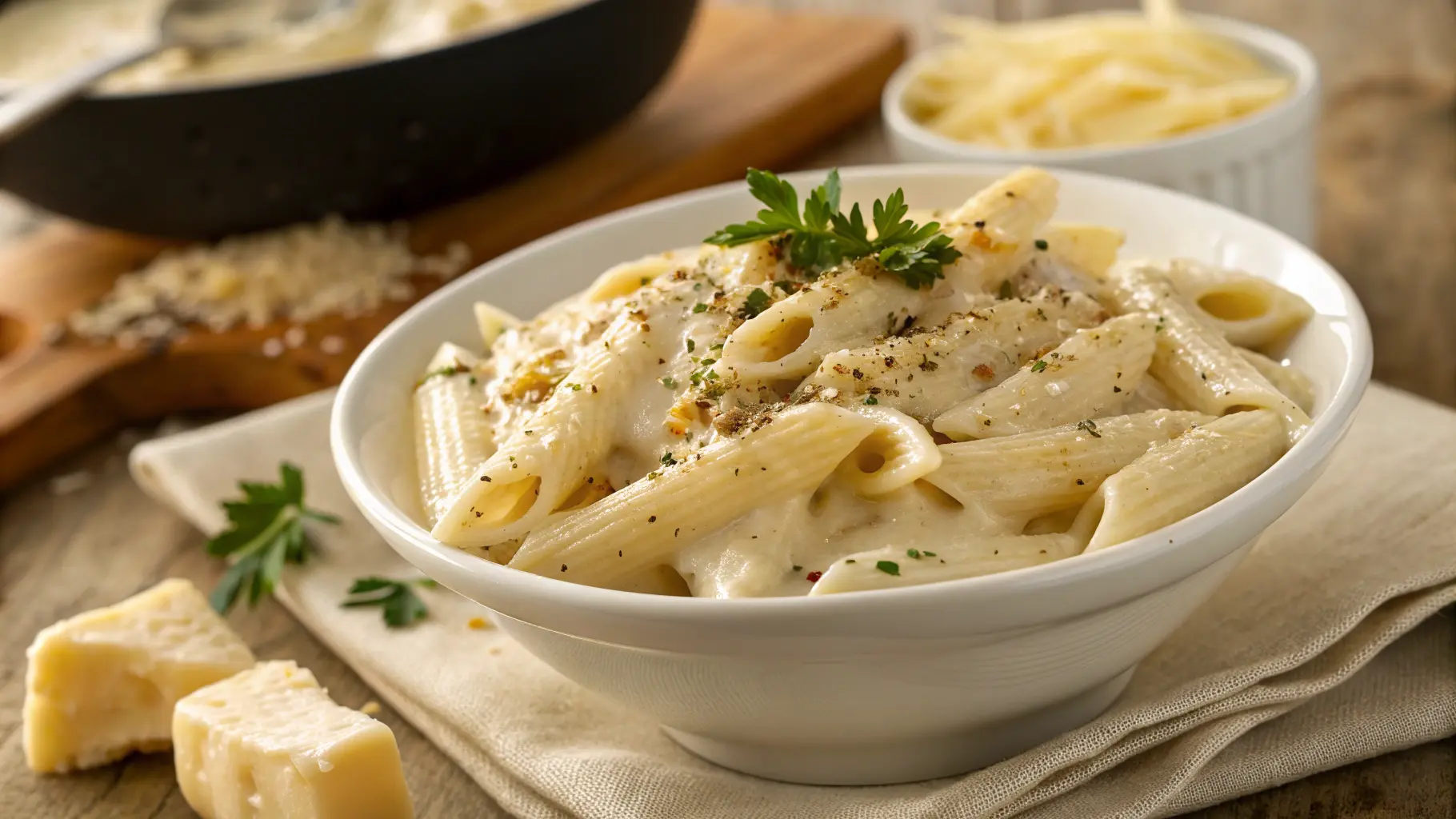 Penne Pasta with Alfredo Sauce